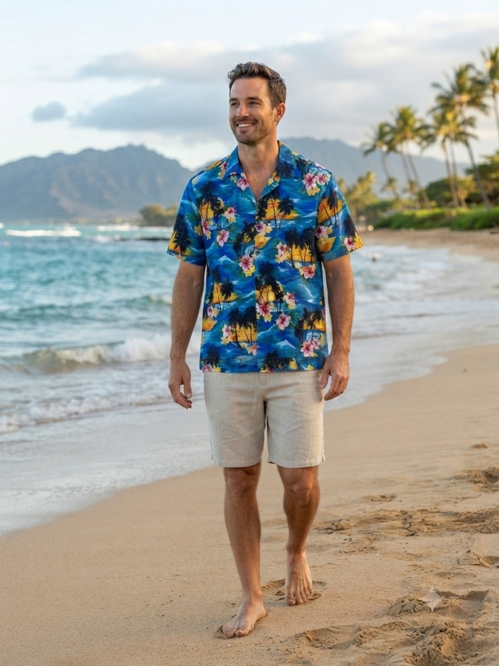 Vintage‎ Pacific Legend Hawaiian Men’s Shirt Blue Floral Tropical Beach Size 2XL
